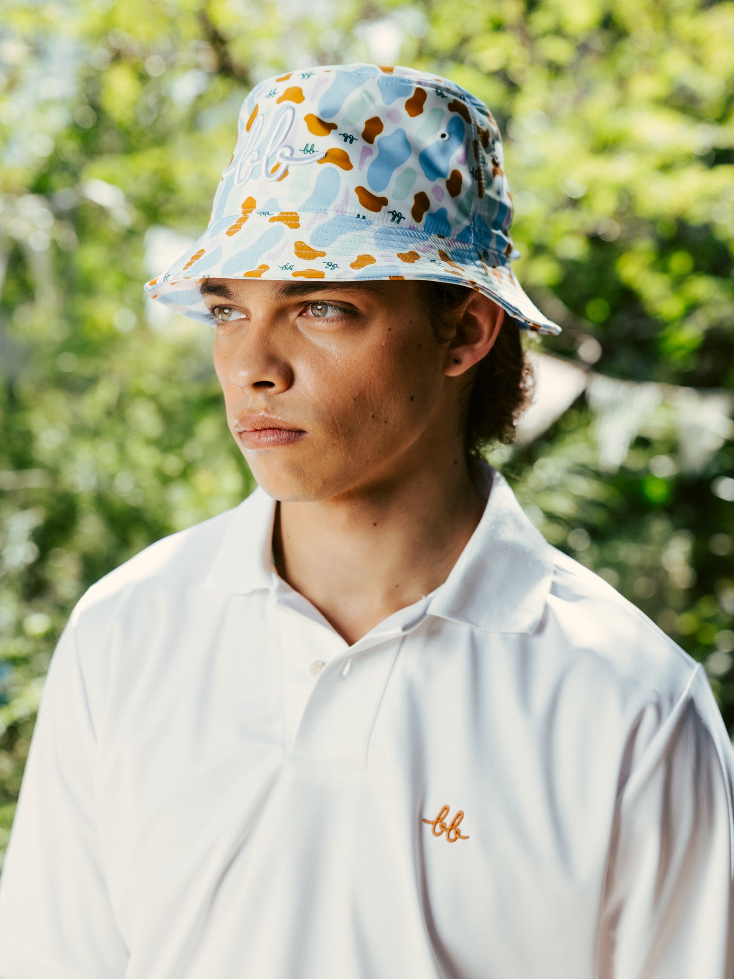 BUNKER PRINTED BUCKET HAT - WHITE