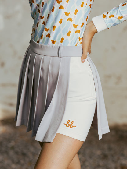 PLEATED GOLF SKORT - LIGHT GREY
