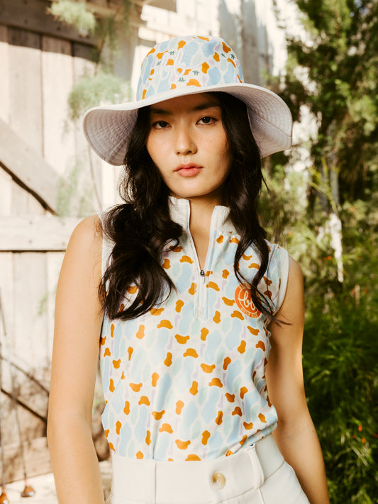 WIDE BUNKER PRINTED BUCKET HAT - WHITE