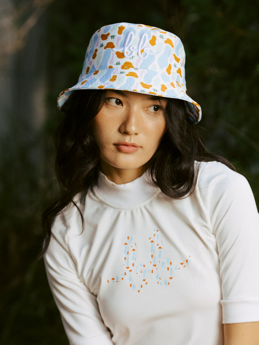 BUNKER PRINTED BUCKET HAT - WHITE