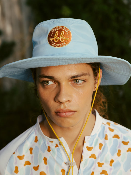 WIDE SOLID BUCKET HAT - BLUE