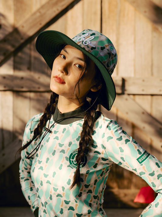WIDE BUNKER PRINTED BUCKET HAT - GREEN
