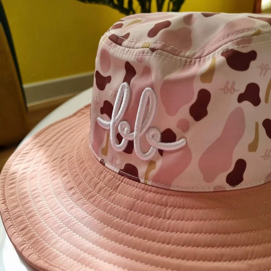 WIDE BUNKER PRINTED BUCKET HAT - PINK
