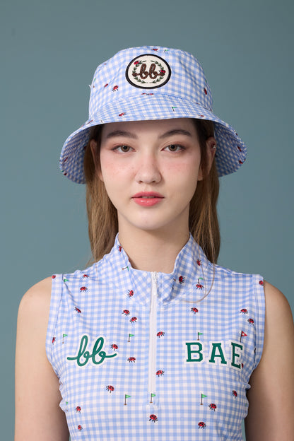 BB GINGHAM BUCKET HAT - BLUE