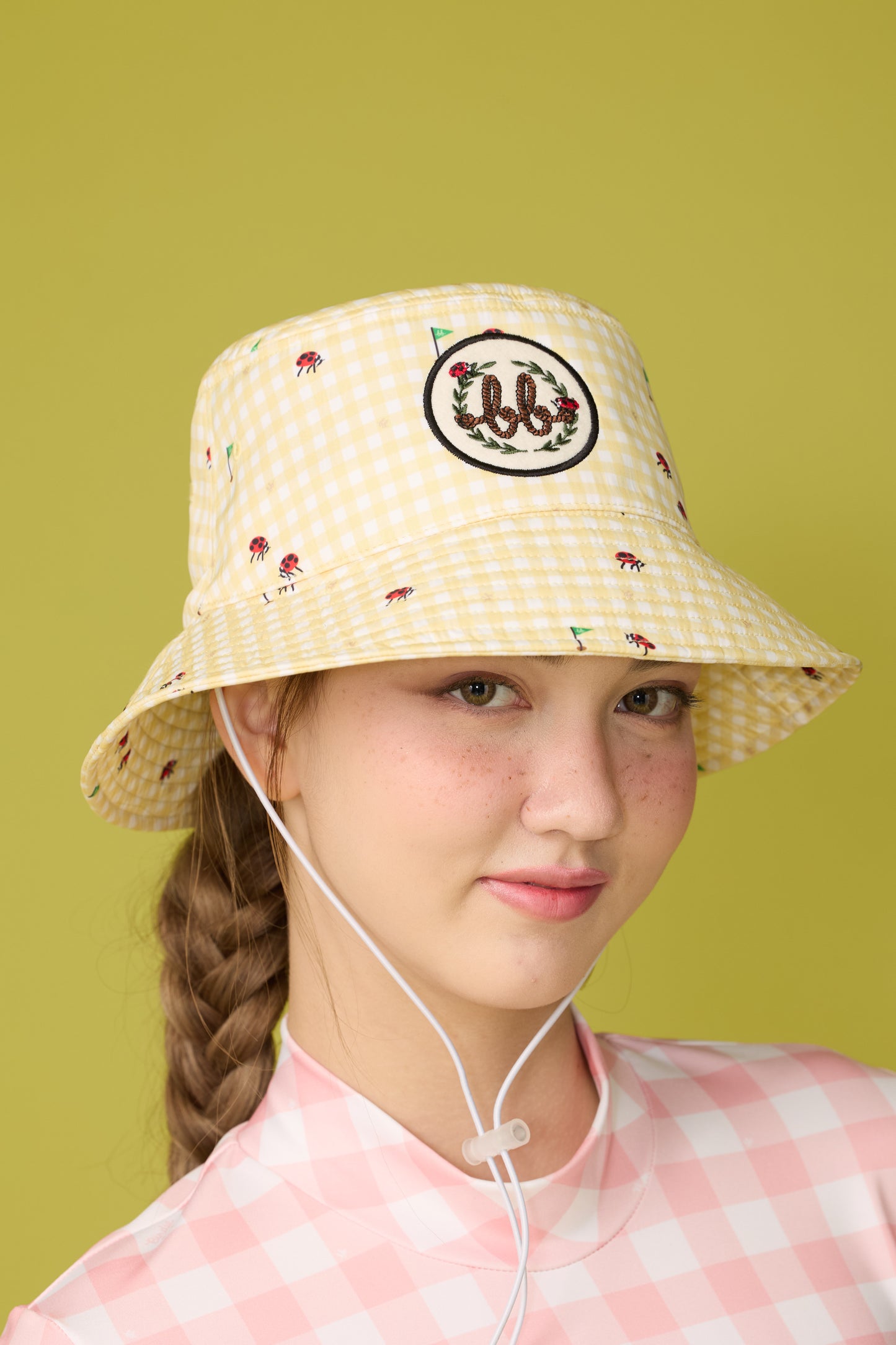BB GINGHAM BUCKET HAT - YELLOW