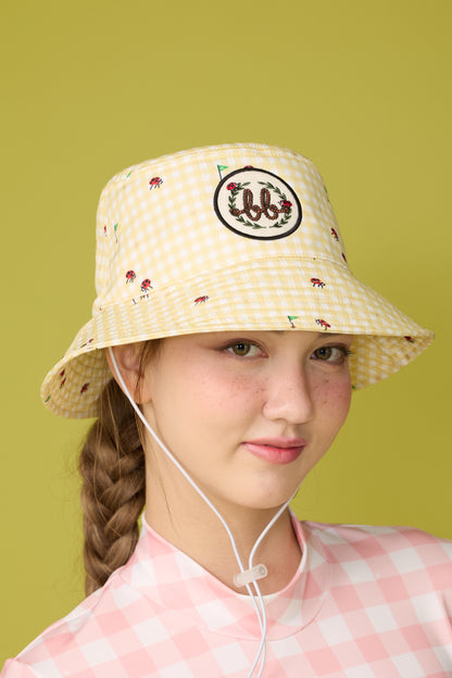 BB GINGHAM BUCKET HAT - YELLOW